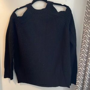 Open shoulder black sweater